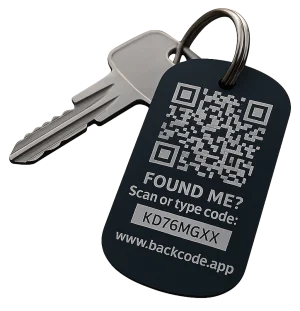 BackCode – Finder gibt Code ein, um den Besitzer zu kontaktieren