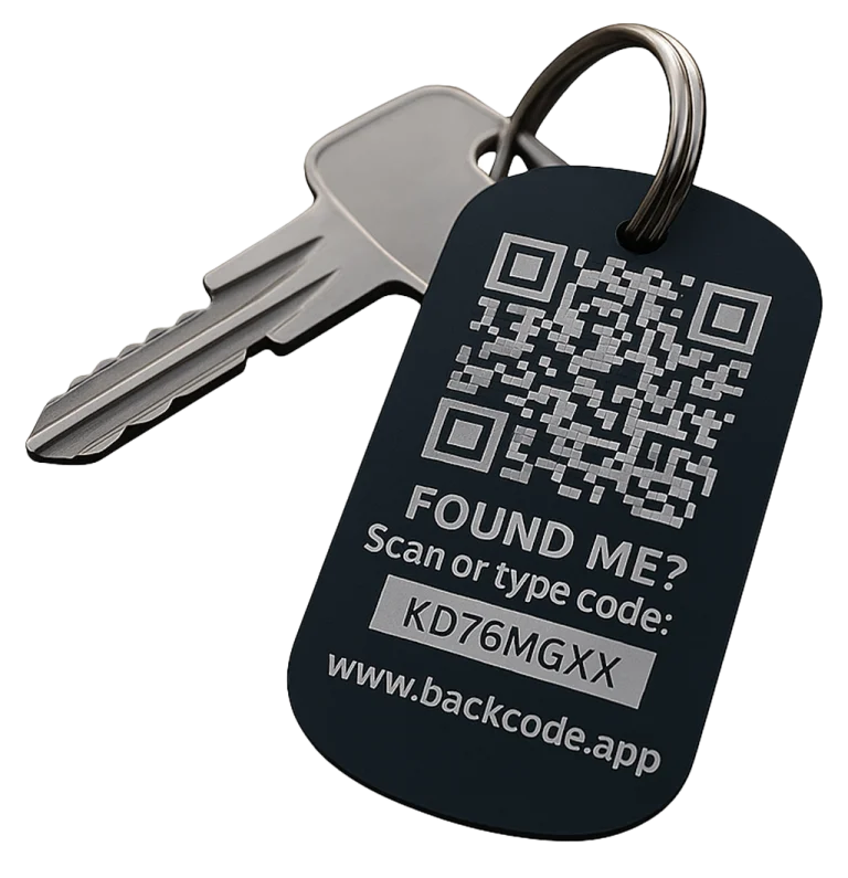 BackCode – Finder gibt Code ein, um den Besitzer zu kontaktieren